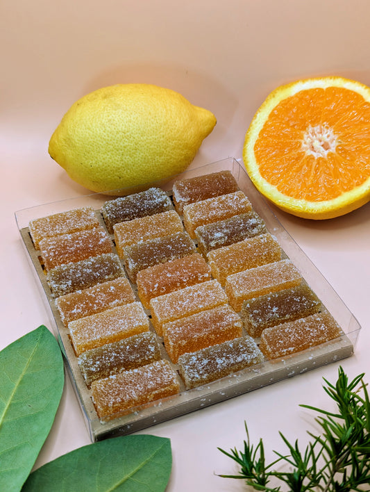 Coffret aux agrumes - 220g (Citron jaune, Citron vert, Citron yuzu, Orange et Clémentine)