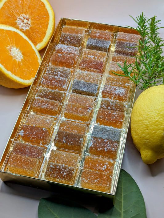 Coffret aux agrumes - 330g (Citron jaune, Citron vert, Citron yuzu, Orange et Clémentine)